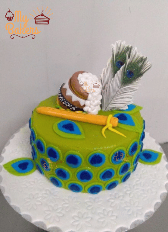 Janmashtmi Peacock Fondant Cake