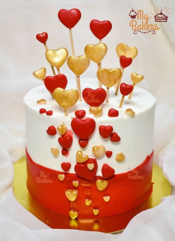 Lavishing Hearts Valentines Theme Cake