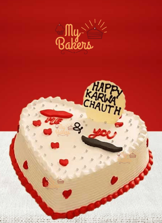 Me And You Karwa Chauth Heart Cake