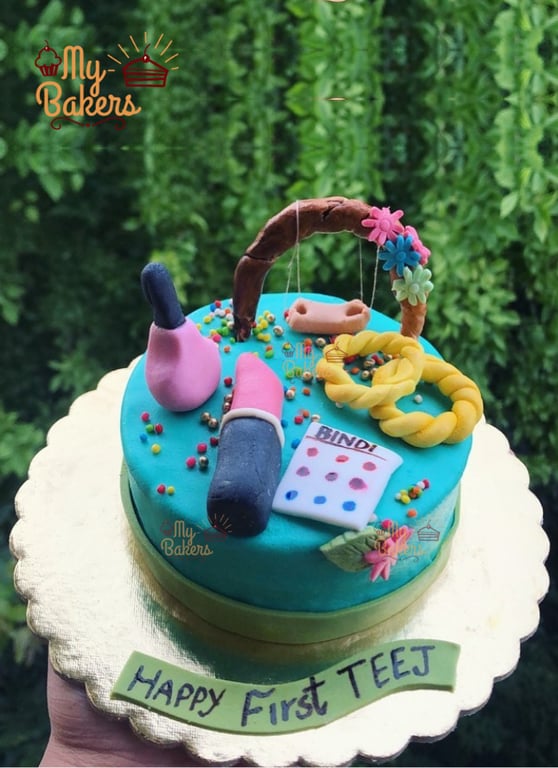 Teej Fondant Gift Items Theme Cake