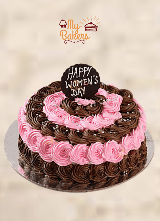Womens Day Special Chocolate Strawberry Rosette Cake