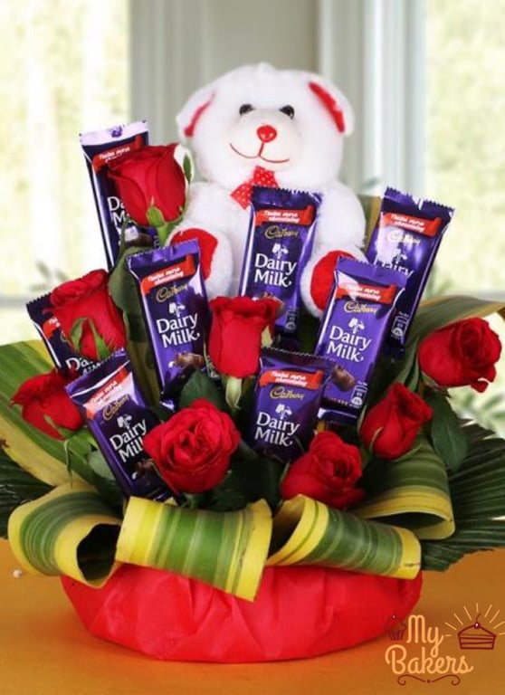 Teddy On Top Chocolate Bouquet