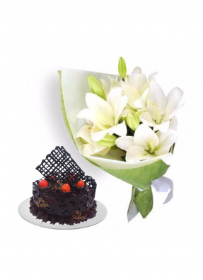Easter Lily Bouquet with Chocolate Cake Designer