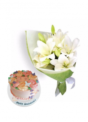 Easter Lily Bouquet with Special Edible Butterfly Cake