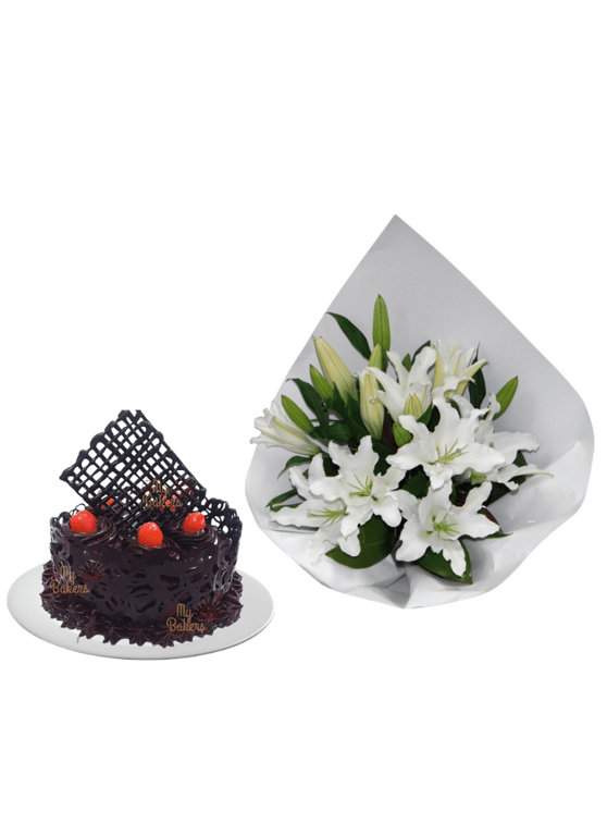 Lily Bouquet with Chocolate Cake Designer