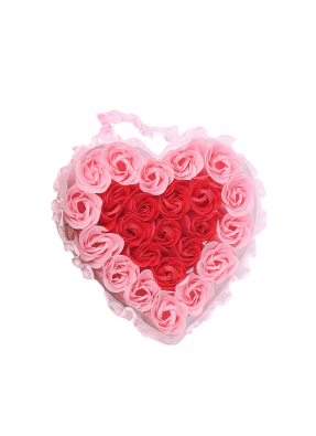 Pink and Red Roses Heart Bouquet