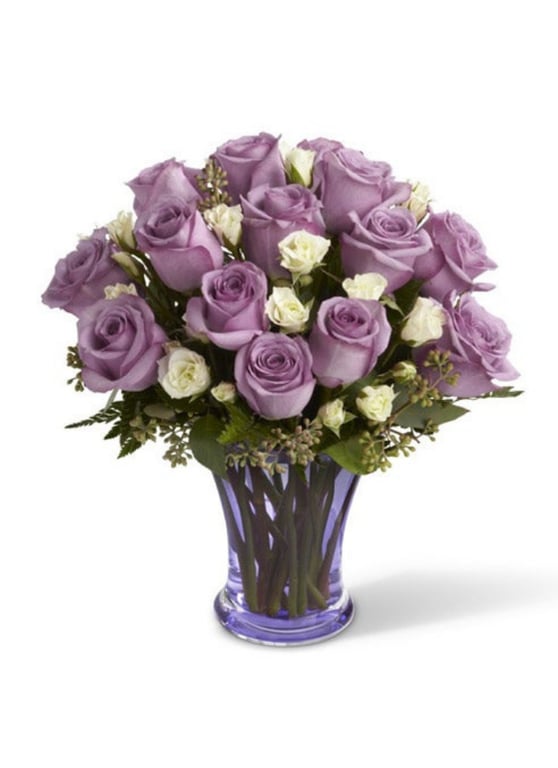 Purple and White Roses Bouquet