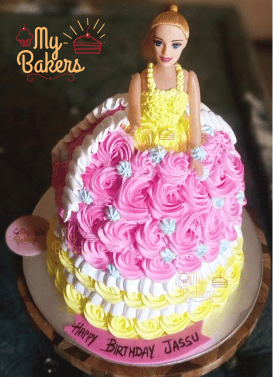 Barbie Floral Dress Theme Cake