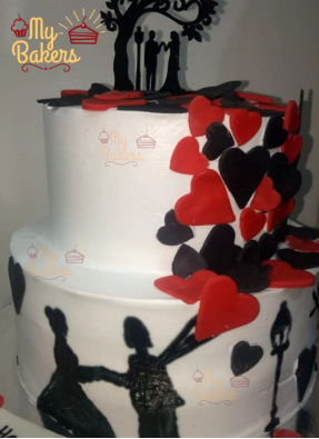 Couple 2 Tier Theme Cake Hand Painted