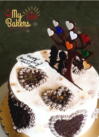 Cream and Chocolate Hearts Designer Cake