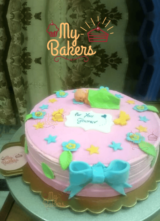 Cute Baby Colourful Fondant Cake
