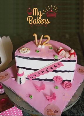 Half Year Birthday Fondant Cake for Baby