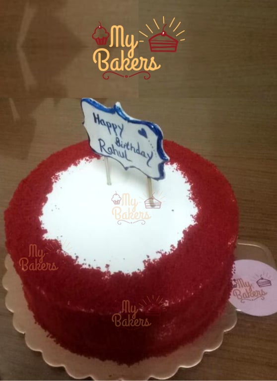 Round Red Velvet Cake Double Circle Design