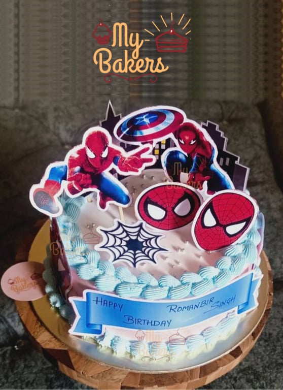 Spiderman Theme Cream Cake