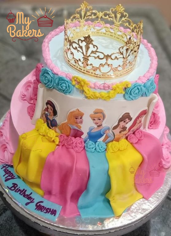 Two Tier Barbie Dresses and Exclusive Crown Cake