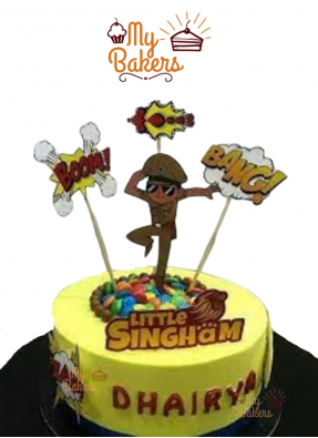 Little Singham Theme Cake Decorated with Gems