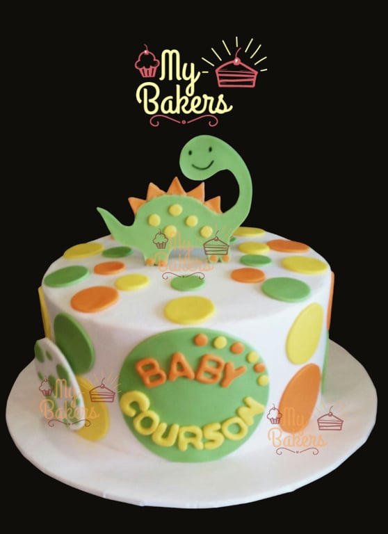 Baby Dinosaur Theme Fondant Cake