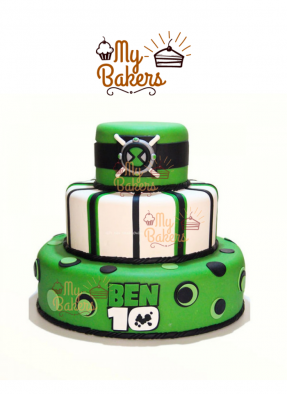 Ben 10 Theme Three Layer Cake