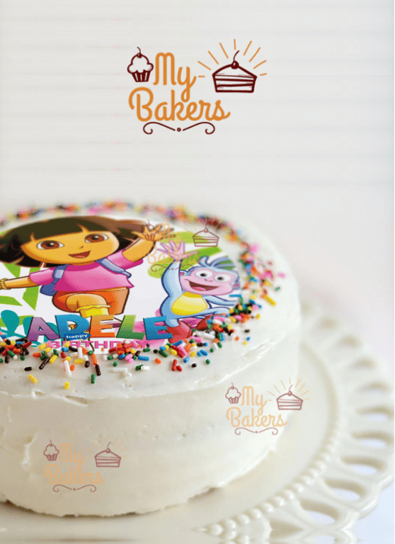 Delicious Dora Theme Cream Photo Cake