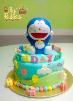 Edible Doraemon Theme Birthday Cake