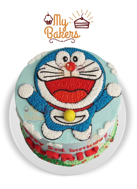 Happy Doraemon Theme Cake
