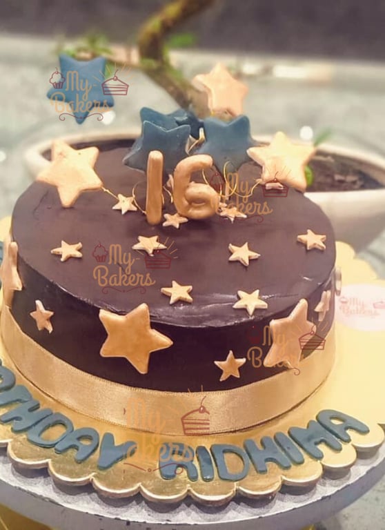 Golden Star Gold Theme Cake
