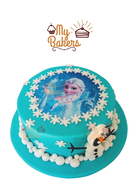 Frozen Theme Cake With Edible Olaf