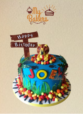 1st Birthday Baby Lion theme Cake