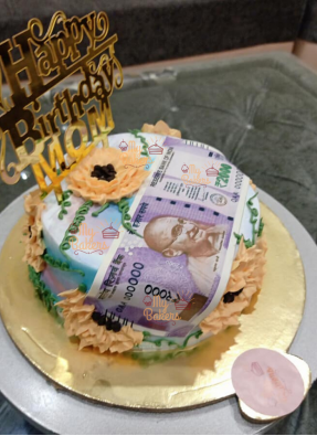 Money Theme Cake With Edible Money