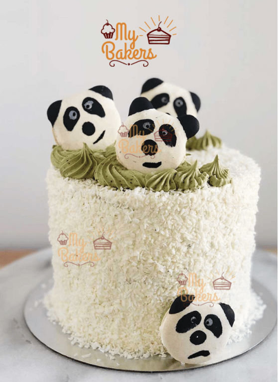 Cute Pandas with Desiccated Coconut Cake