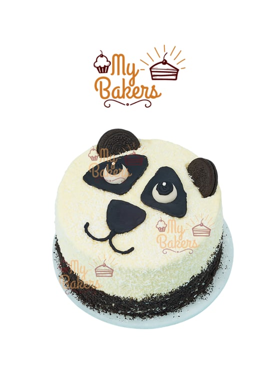 Panda Face With Desiccated Coconut Cake