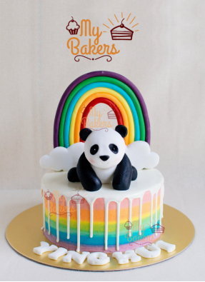 Panda Theme Rainbow Cake