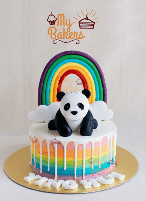 Panda Theme Rainbow Cake