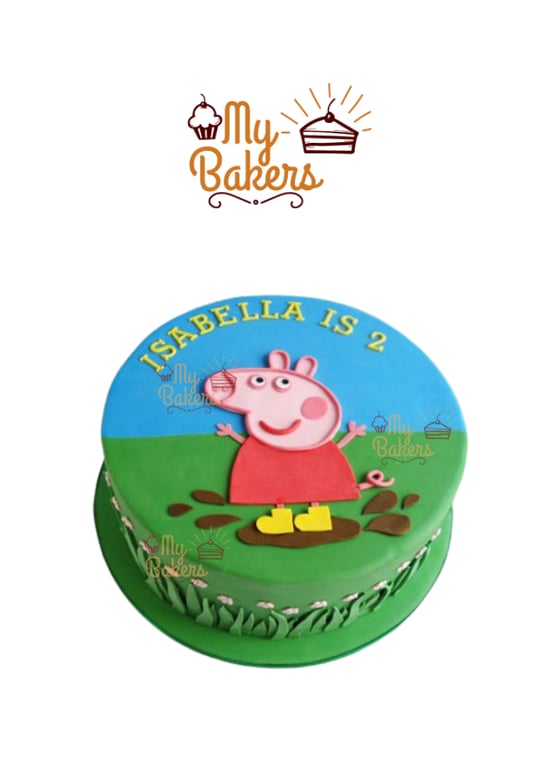 Peppa Pig Theme Fondant Cake