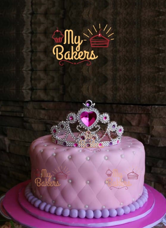 Beautiful Pink Fondant Cake with Crown