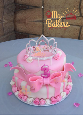 Beautiful Two Tier Fondant Princess Cake
