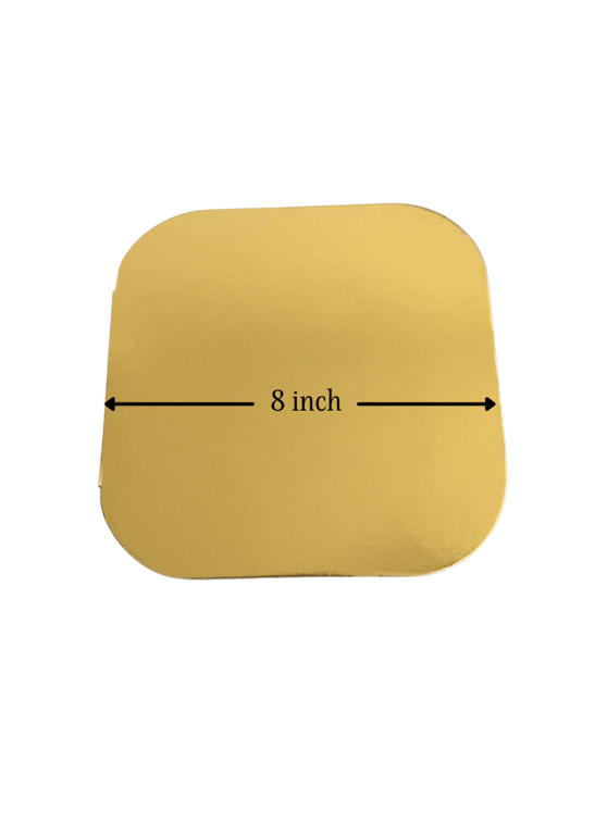 Cake Base Rounded Squares 20 Pieces Golden 8 inch Pack of 1