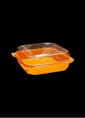 Brownie Box Hinge Conatiner Square Orange pack of 10