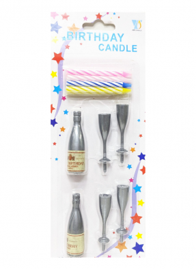 Champagne bottle shape candle Silver pack of 1