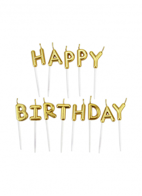 Happy Birthday candle Gold pack of 1