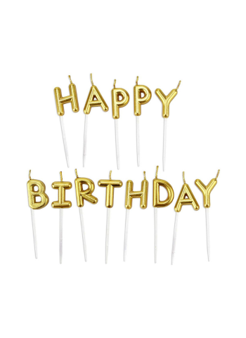 Happy Birthday candle Gold pack of 1