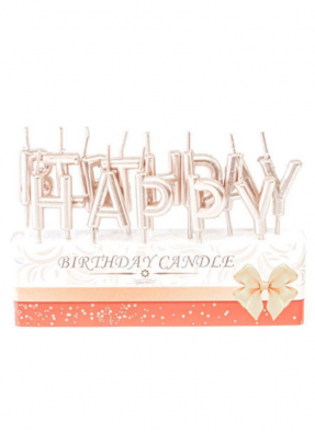 Happy Birthday candle Rose Gold pack of 1