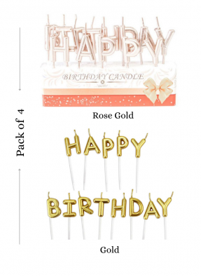 Happy Birthday candle Rose Gold and Gold Total 4 Packets pack of 1