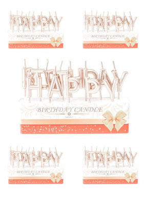 Happy Birthday candle Rose Gold pack of 5