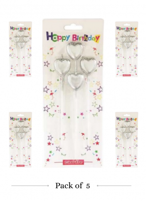 Heart candle Silver pack of 5