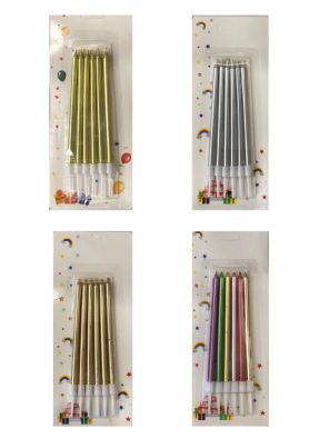 Metallic candle Slim All colors 4 pieces 5.5 inch pack of 1
