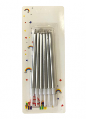 Metallic candle slim Silver 5.5 inch pack of 1
