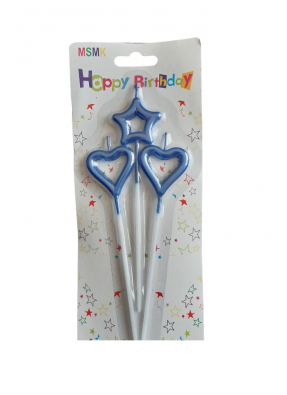 Star heart hollow candle Blue pack of 1