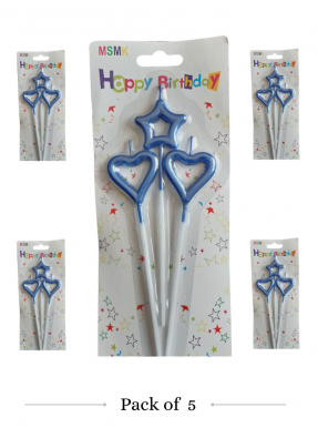 Star heart hollow candle Blue pack of 5