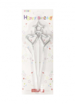Star heart hollow candle Silver pack of 1